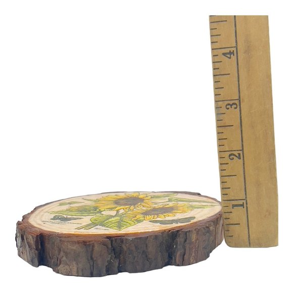 Wood Coasters Decoupaged Art with Yellow Sunflowers and Vintage Truck Napkins - Picture 6 of 12